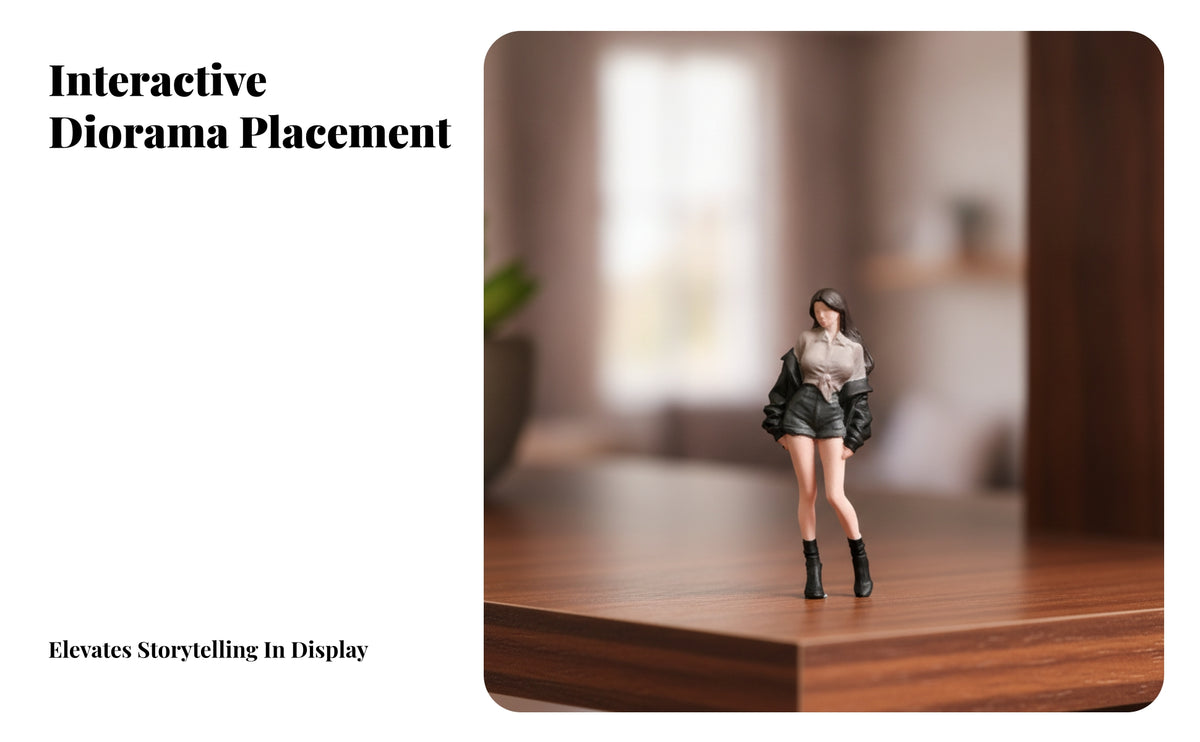 Fine-Detailed 1/64 Scale Female Figure | Collectible, Tiny, Miniature Girl Figurine, for Diorama