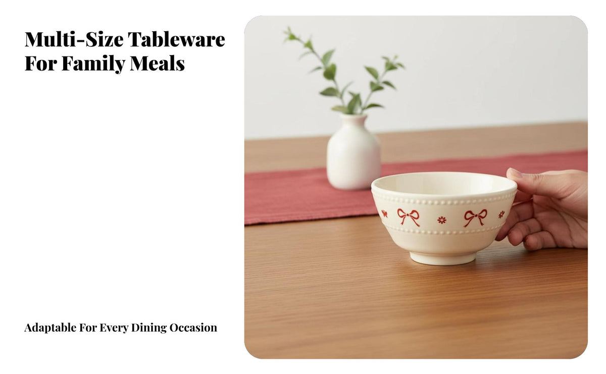 Ceramic Dinnerware Set, Red Wedding Tableware, High-Gloss Underglaze Bowls & Plates, Home Festivity