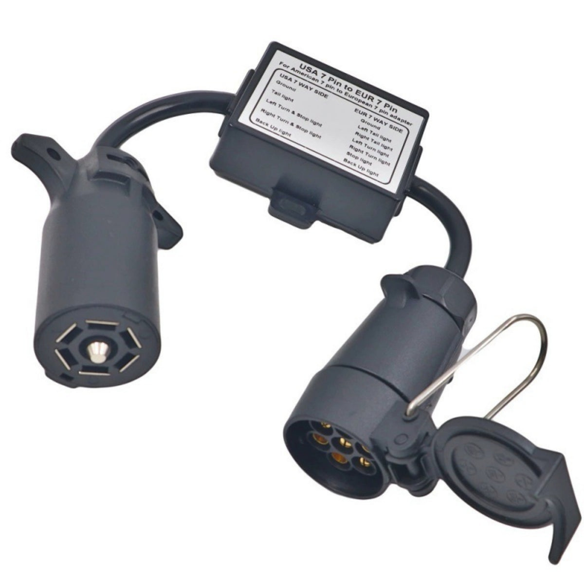 7-Pin to a 7 Pin Adapter Molded Trailer Wiring Adapter Black for Towing