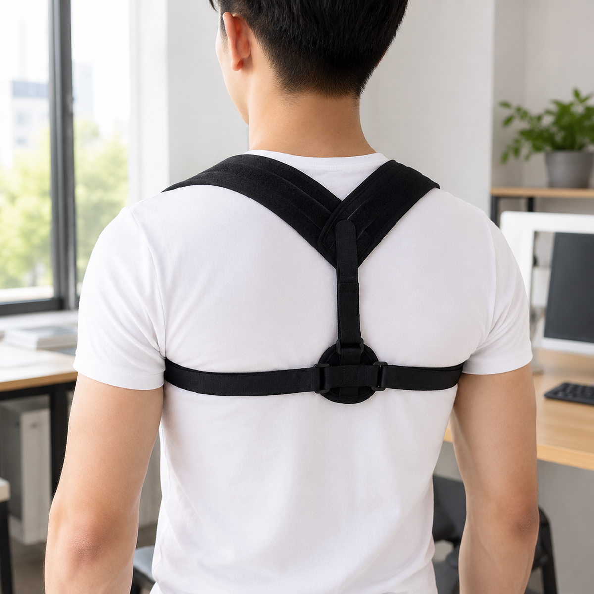 Back Support Belt Posture Corrector, Elastic Back Strap for Sports & Daily Use, Adjustable Back Straightener for Women & Men