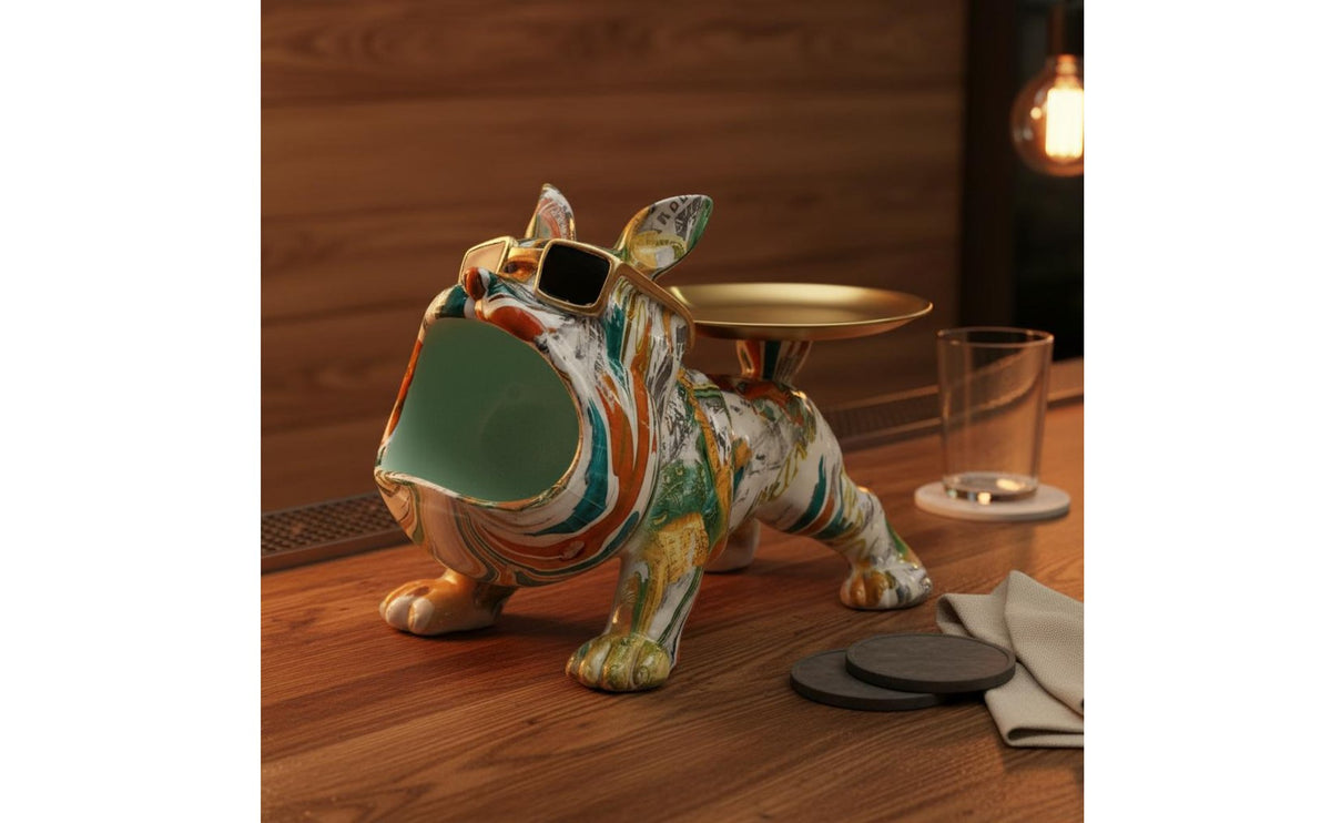 French Canine Butler Tray Distinctive Gift French Canine Statue Tray Dog Statue Key Holder Stylish Highlight Piece Modern Decor
