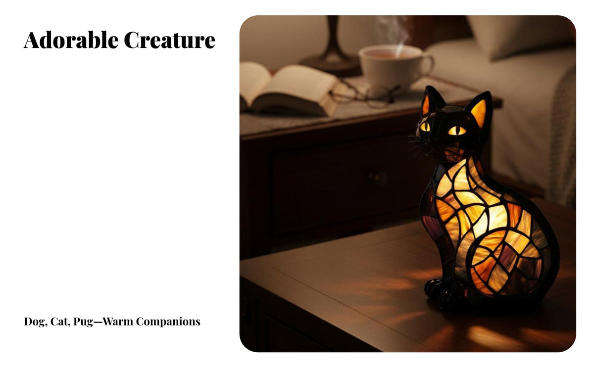 Dog Series Resin Figurine, Lighted Night Light, Creative Animal Sculpture, Desktop Home Decor, Corded Button