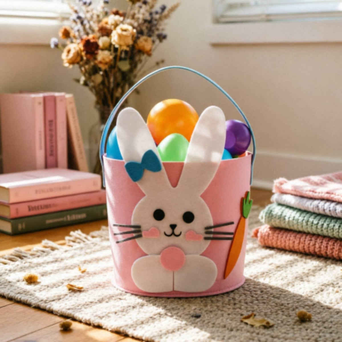 Textile Material Easter Rabbit Basket DIY Handmade Design Rabbit Easter Basket