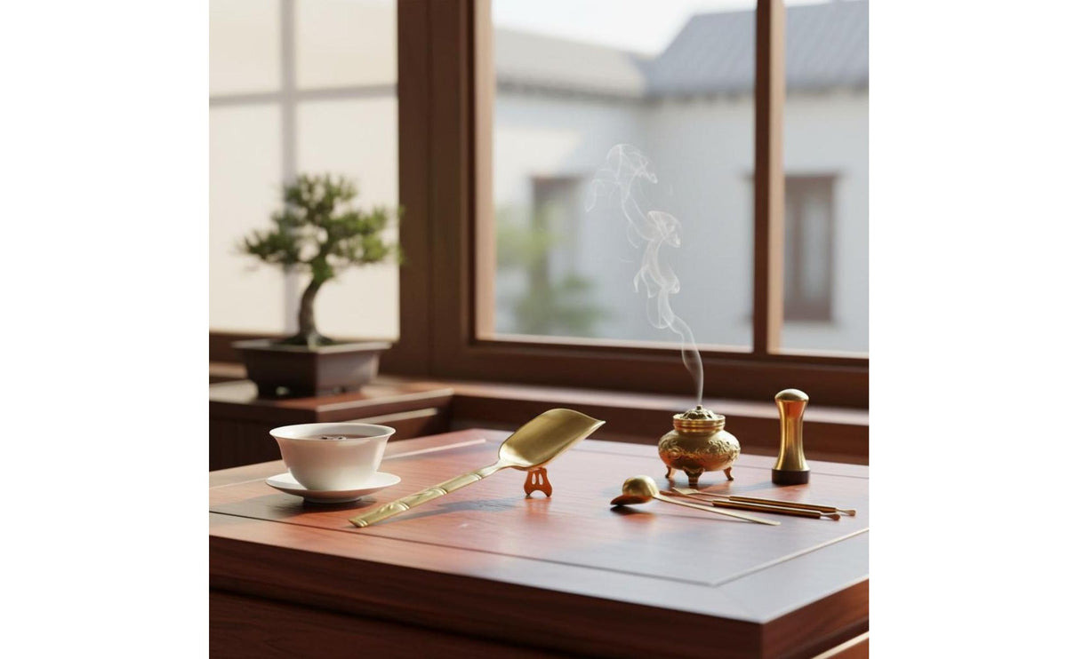 Fine Craftsmanship Brass Incense Tool Set With Storage Pouch Incense Burner Cleaning Kit Ceremonial Supplies for Meditation Room