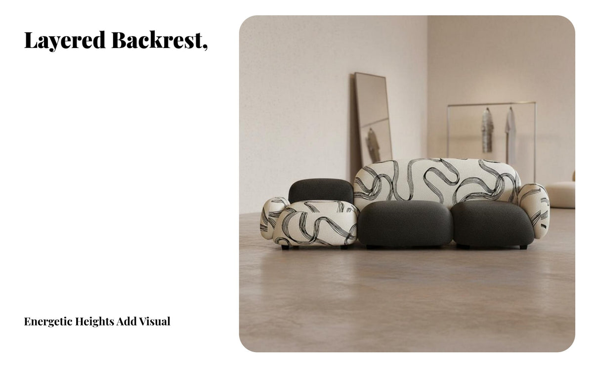 Italian aesthetic sectional ethereal Couch Minimalist Design billowyLike Settee fashionable Sofa distinctive Shape for Interior Designers, Apartment Dwellers, Business Owners, Reception Area, Hotel Lobby, Boutique, Home