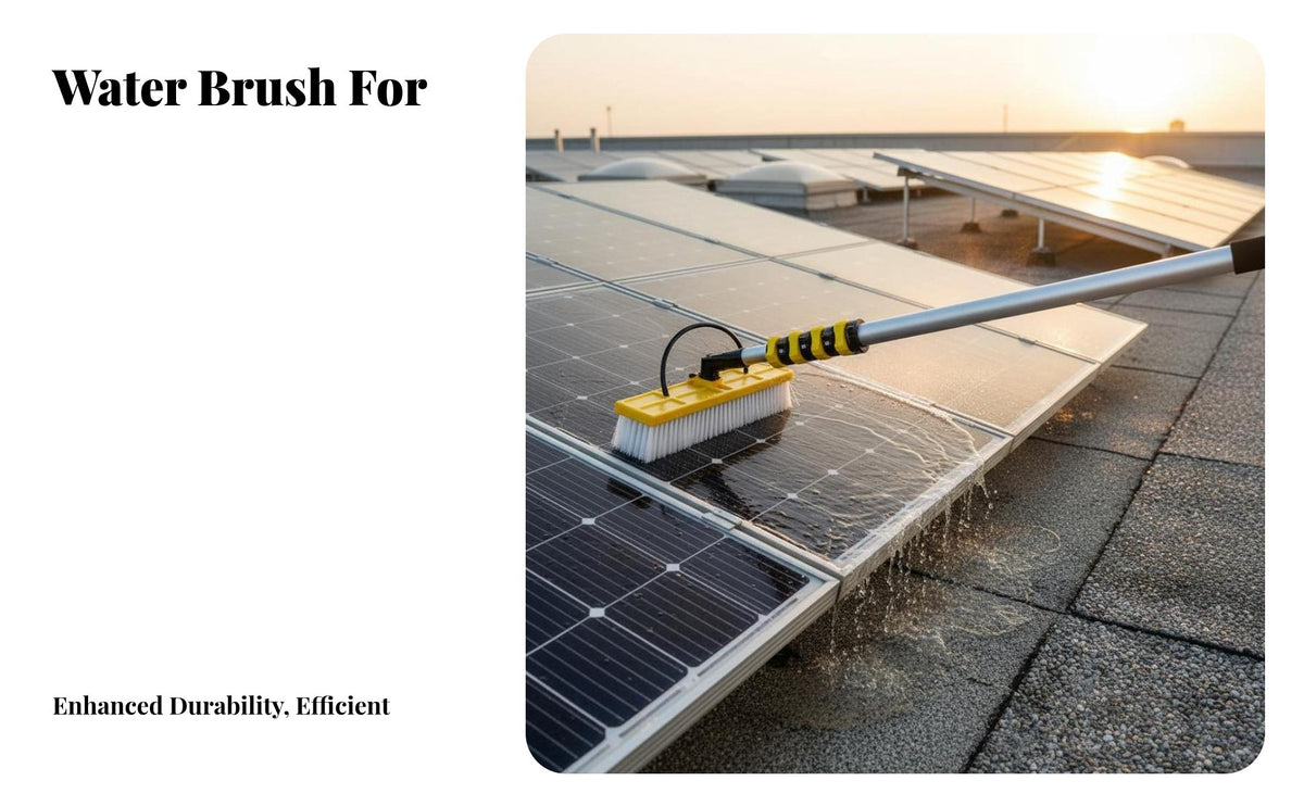 Photovoltaic Panel Washing Tool Adjustable Angle Head Photovoltaic Module Cleaning Brush Customized Fiber Bristles Water Fed Pole Brush for Rooftops