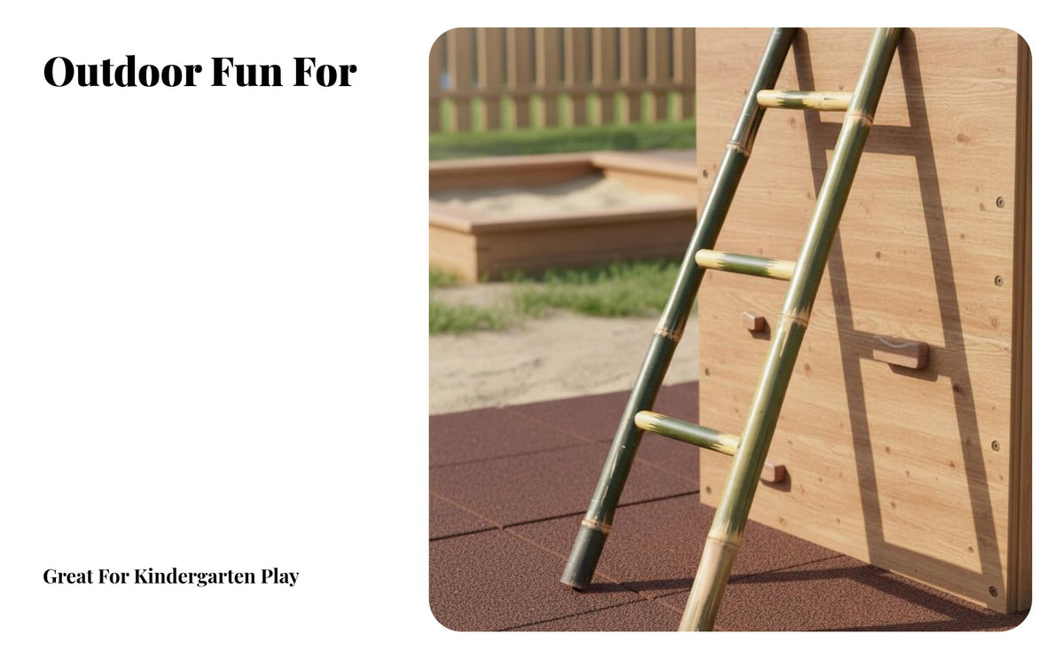 Bamboo Climbing Structure Sturdy Construction Outdoor Climbing Ladder Bamboo Play Structure for Workers, Adults, Kindergarten, Playground, Worksite