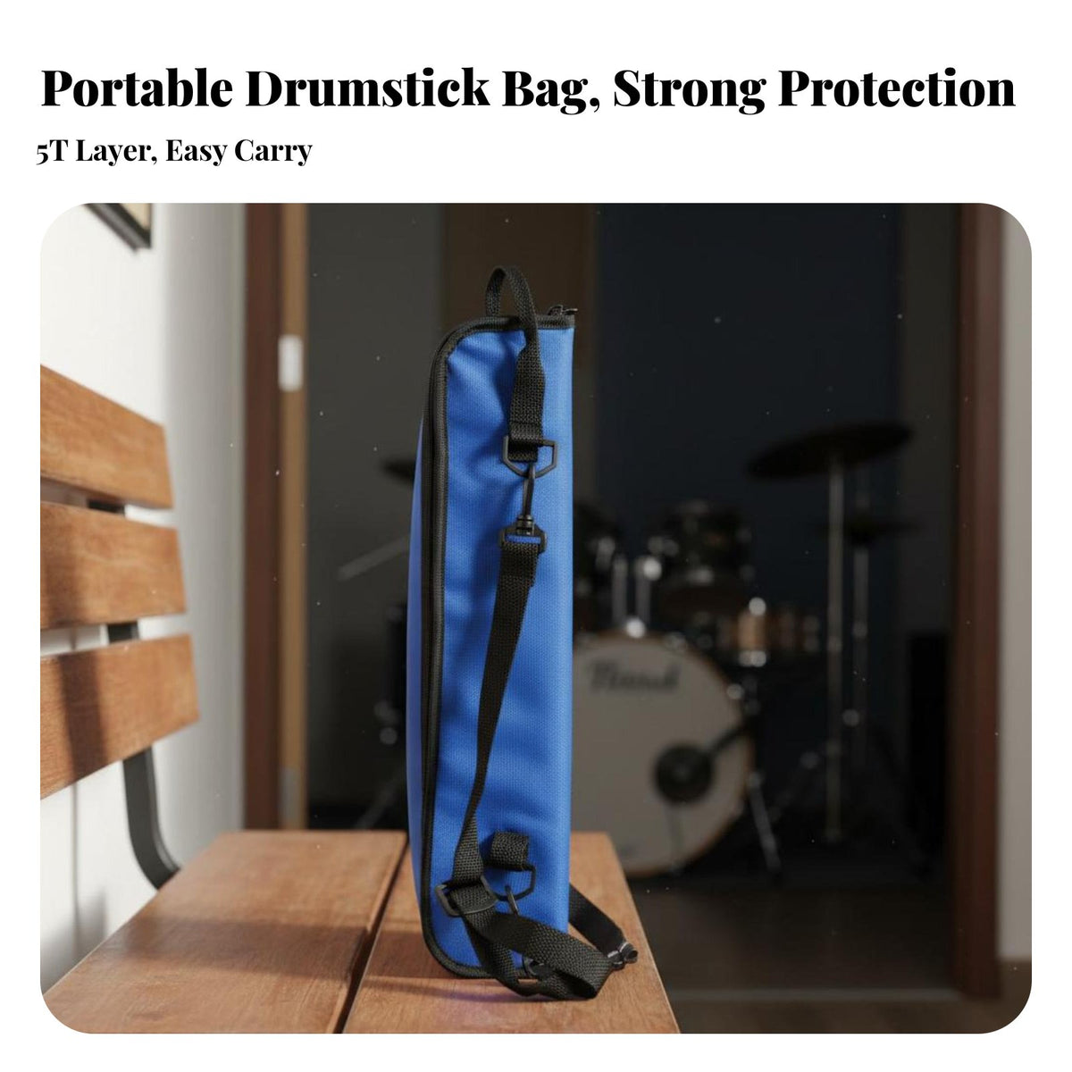 5A 7 Drumsticks Bag Comfortable Grip Wooden Drum Sticks Storage Holder Pouch for Beginners, Kids