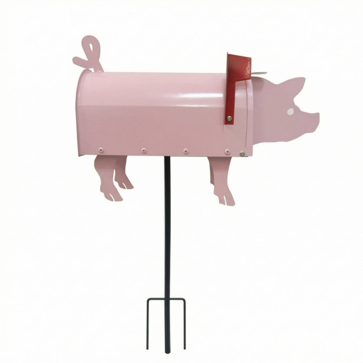 Whimsical Pig Mailbox Outdoor Mailbox with Stake Decorative Metal Yard Art Charming for Gardeners