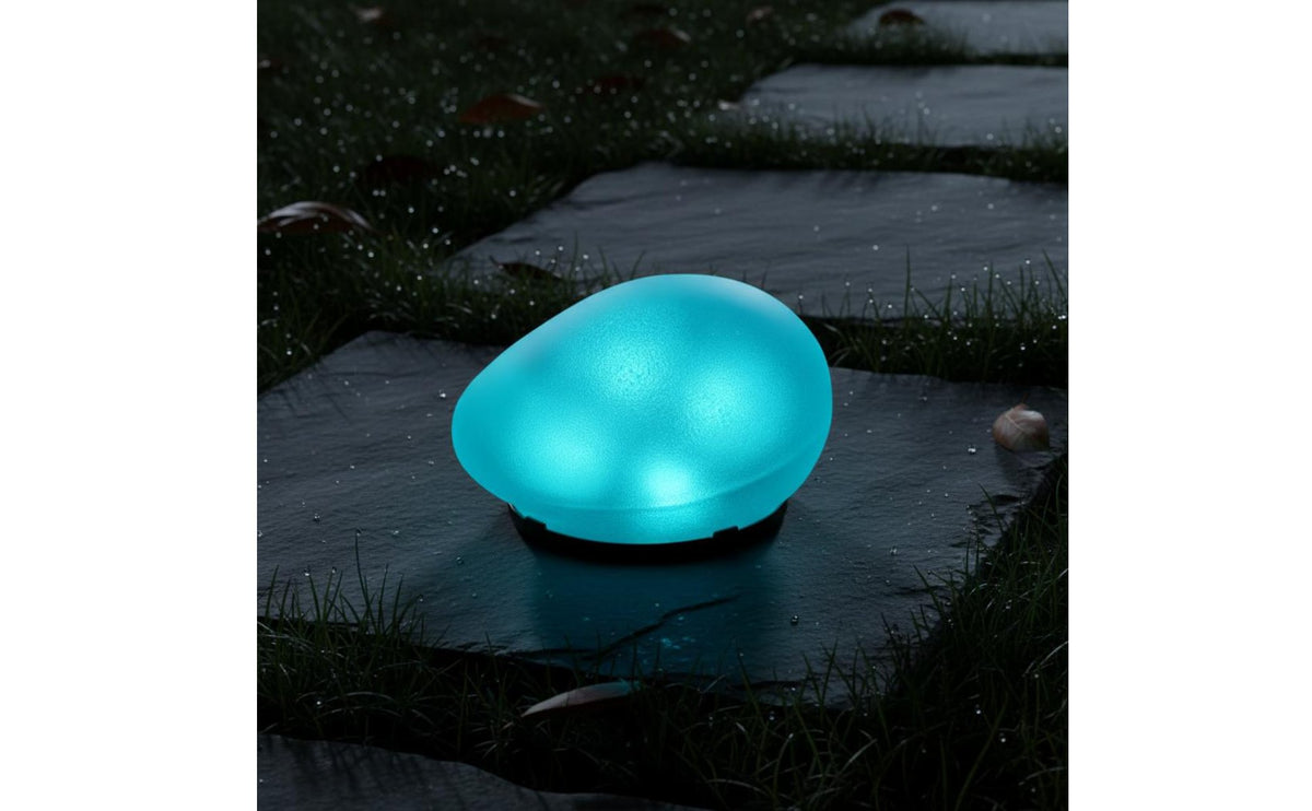 Decorative Ambiance Solar Cobblestone Lamp Waterproof Solar Pebble Light Wire Cordless Glass Pebble Lamp Auto on Deactivate for Park, Patio