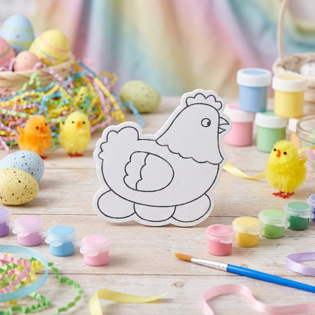 Easter Craft Kit Creative Toy Easter Bunny Chick Craft Set Easy to Use DIY Foam Painting Board for Child S, Teachers, Holiday Activity