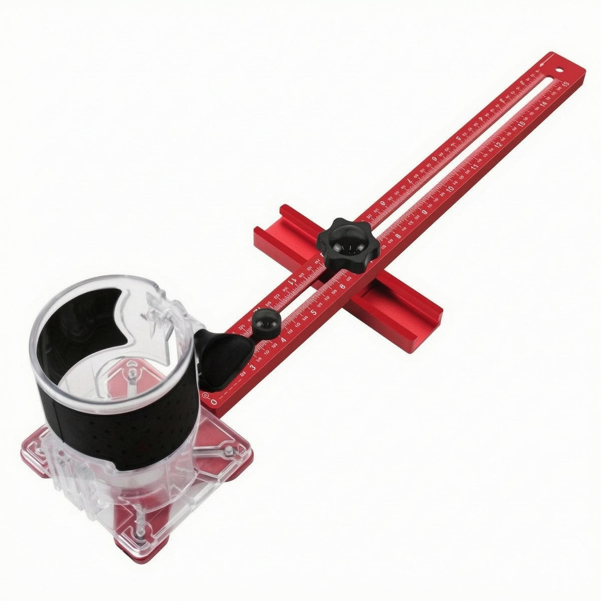 Engraved Scale Woodworking Routing Guide Aluminum Alloy Adjustable Circle Cutting Jig Measuring Arm Router Circle Guide Kit Locking Knobs
