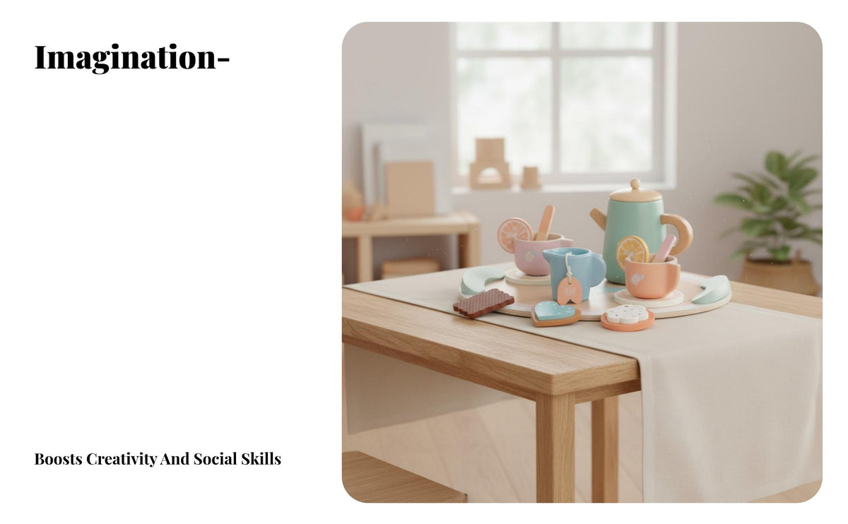 Pretend Afternoon Tea Set Realistic Design Wooden Tea Set Educational for Young Children, Playhouse