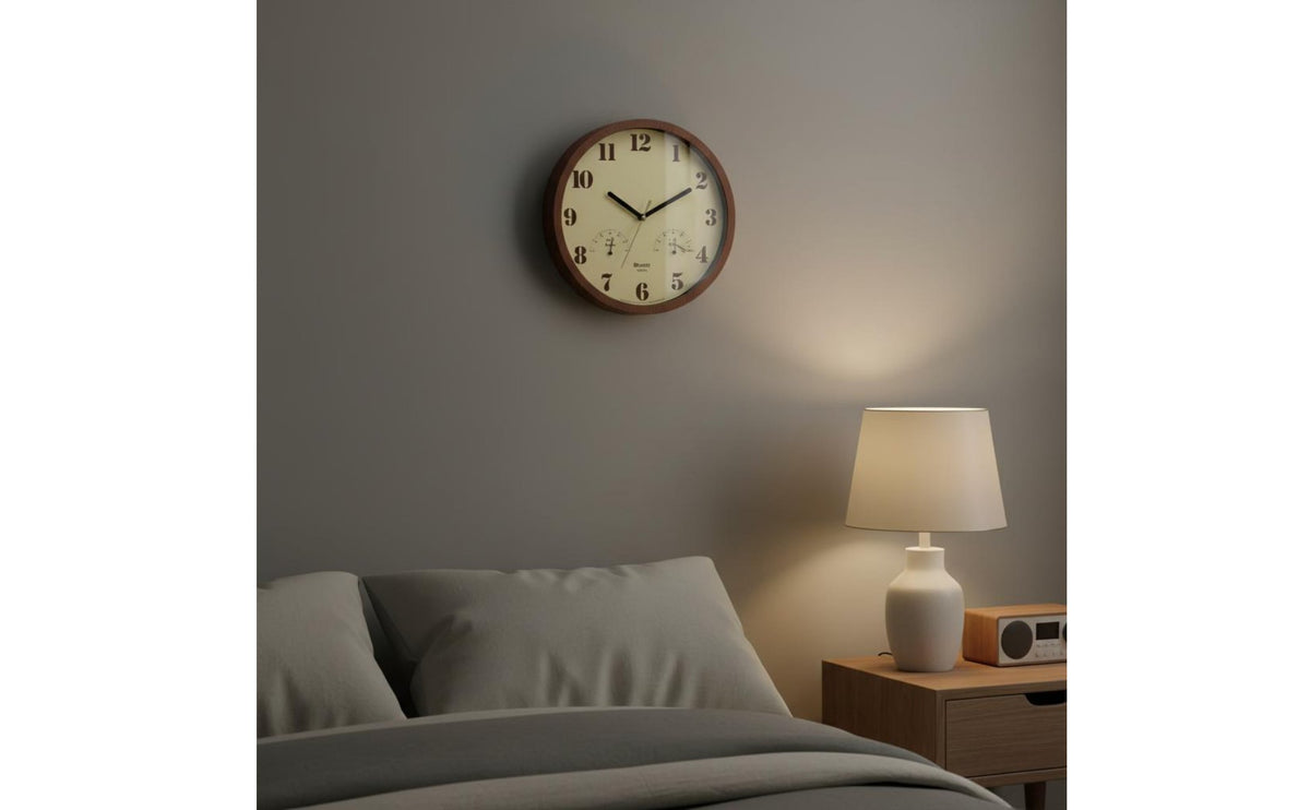 Easy to Read Noiseless Wall Timepiece Quartz Movement Noiseless Wood Grain Wall Timepiece Woodgrain Frame for Living Room, Bedroom, Office