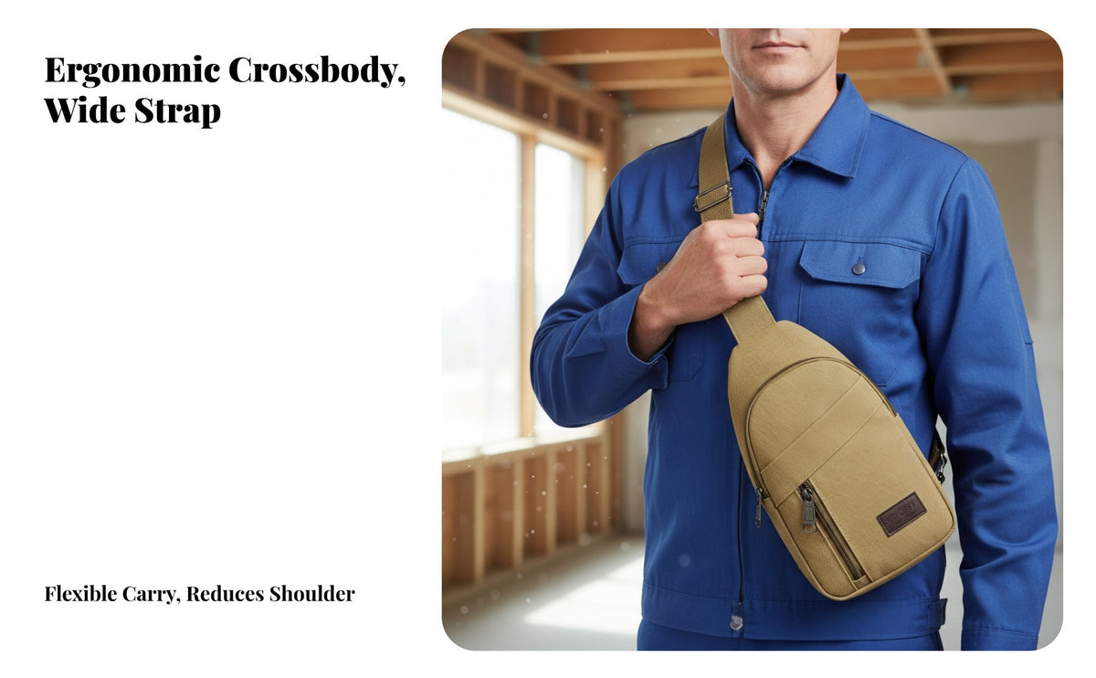 Portable Crossbody Tool Bag Wear-Resistant work equipment sturdyDuty craftsperson's Pouch Multi-Pocket for Electricians, Maintenance Workers, Home Repair, Job location, Workshop, client visits Calls
