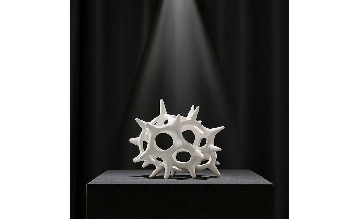 Ceramic Sculpture Abstract Decorative White for Bookshelf
