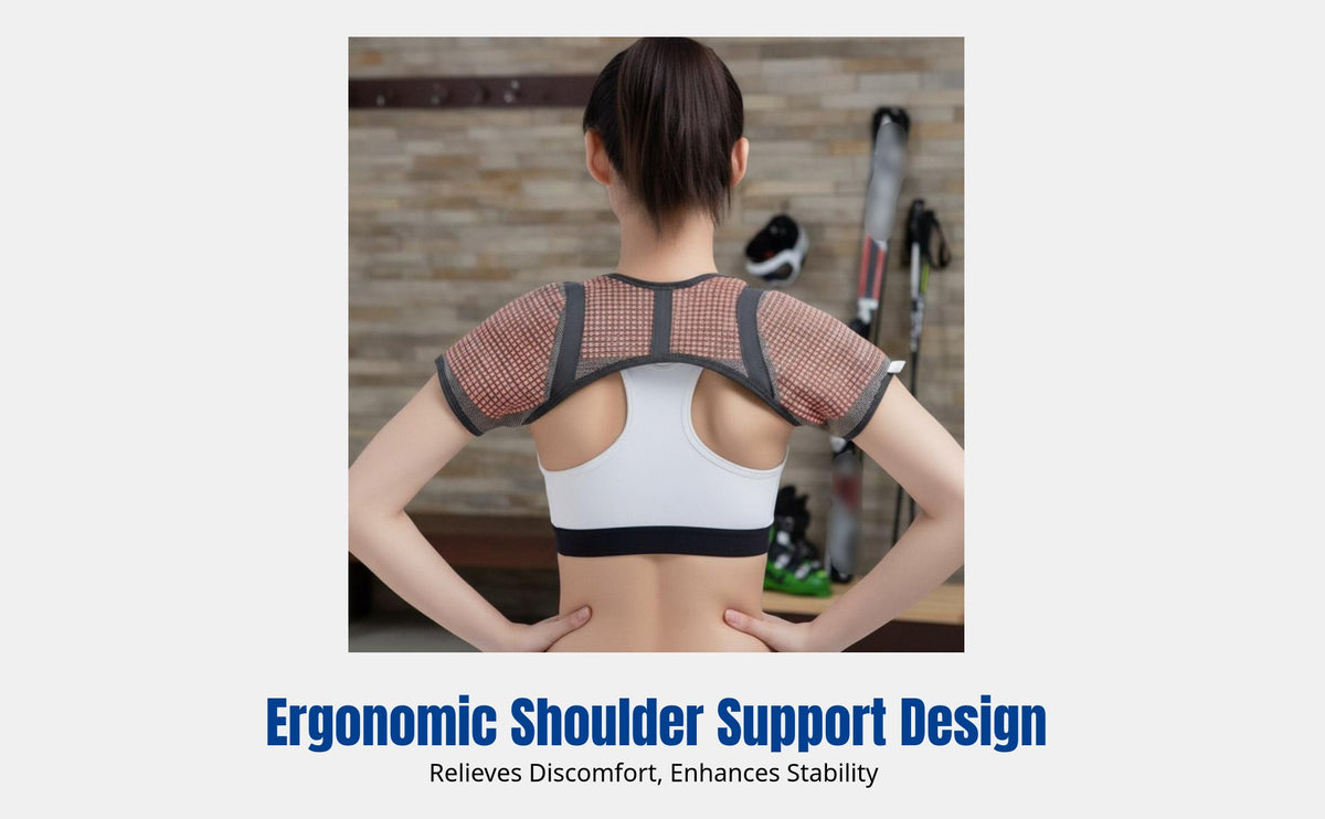 Copper Fiber Double Shoulder Support Brace, Thermal, Neck Relief, Unisex