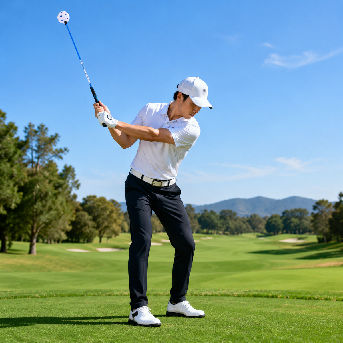 Golf Driving Range Swing Aid, Tempo Training Aid for All Levels, Fiberglass Flexible Shaft for Improved Swing Rhythm, Portable Design