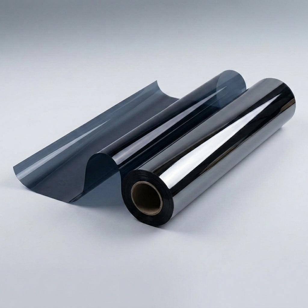 Blackout Window Film for Home Office Privacy, Dark Blue Opaque Window Tint with Installation Tools, Pet Material Window Frosting Film