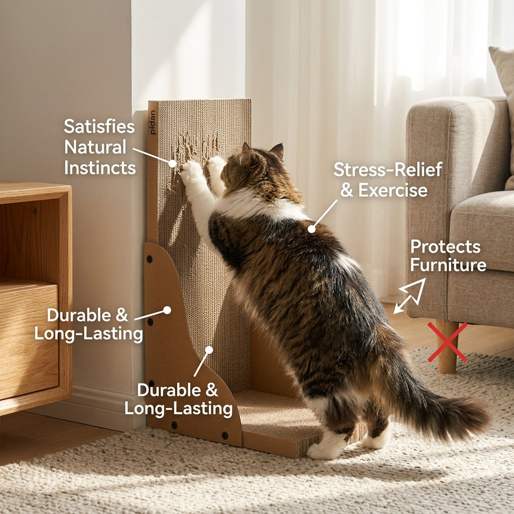 Feline Scratching Board for Adult Cats, Robust Corrugated Paper Pad, Pet Furniture Guard, Resilient Claw Sharpening Toy