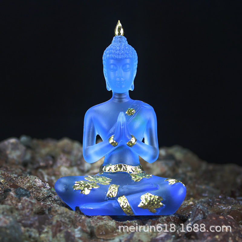 Water Glass Buddha Resin Figurine for Living Room Decor