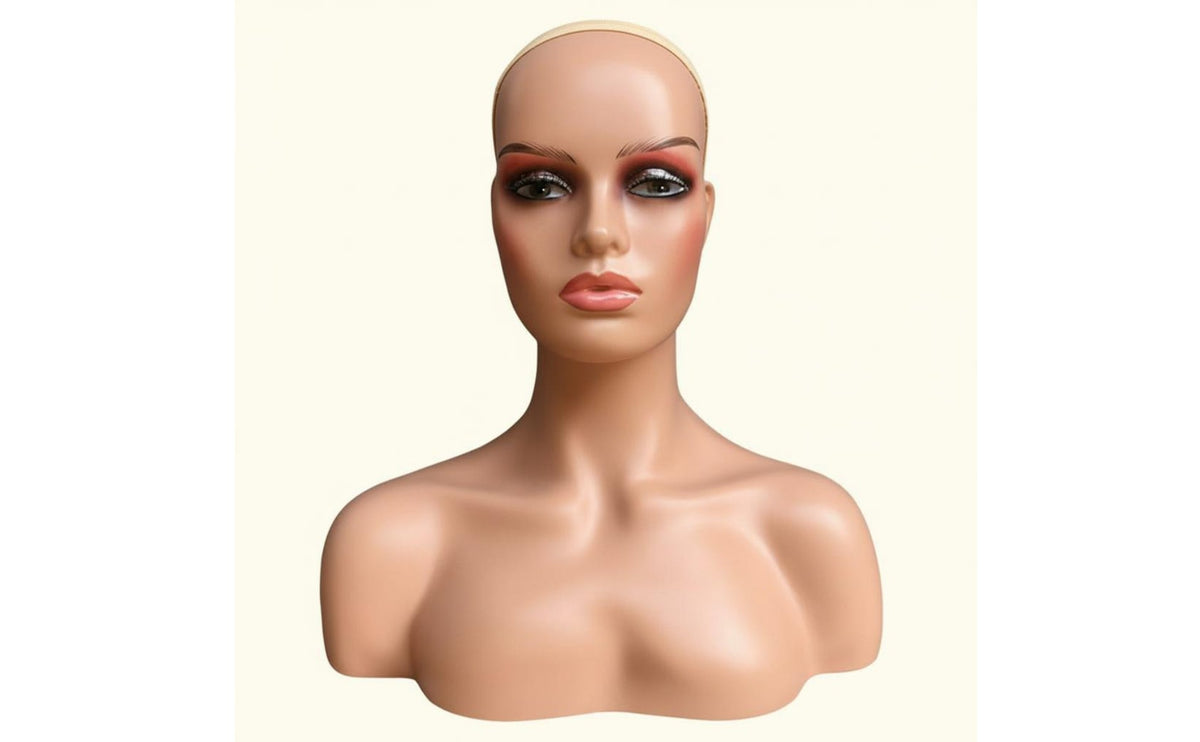 Female Mannequin Head with Shoulders Wide Shoulder Design Mannequin Head with Shoulders Versatile Hat and Scarf Display Bust for Salon Owners