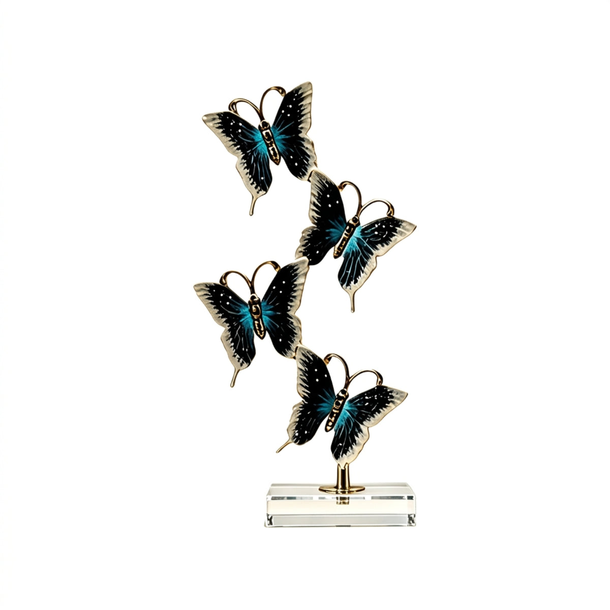 Crystal Butterfly Ornament Gold Tone Butterfly Decor with Crystal Polished Tabletop Sculpture for Living Room