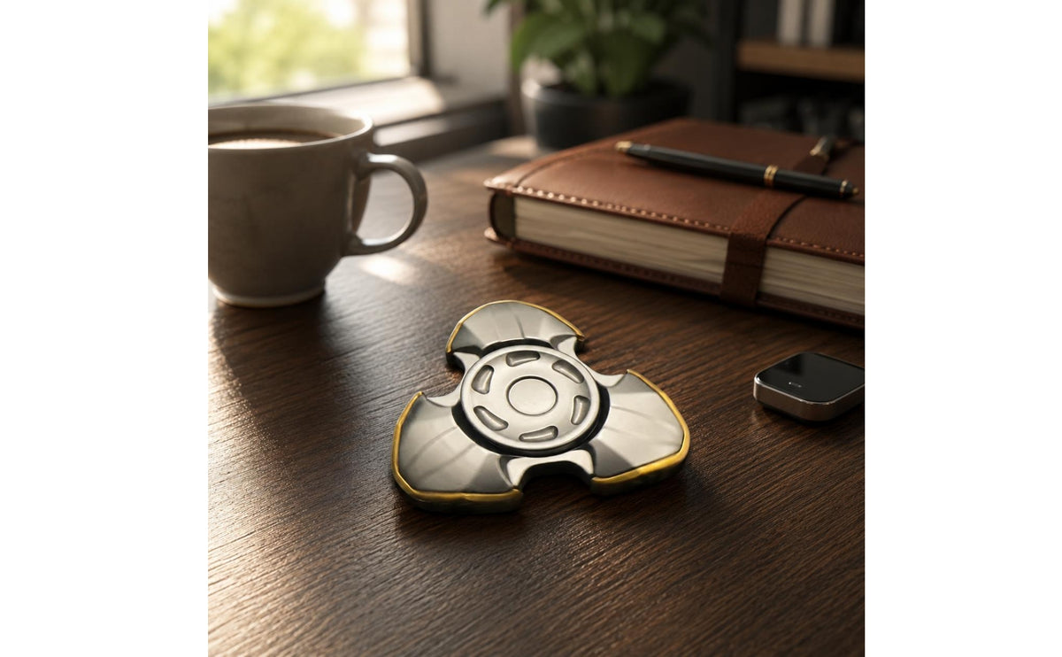 Gold-Edged Everyday-Carry Fidget Rotator Polished Contoured Metal Fidget Rotator Machined Handheld Accessory Matte Finish