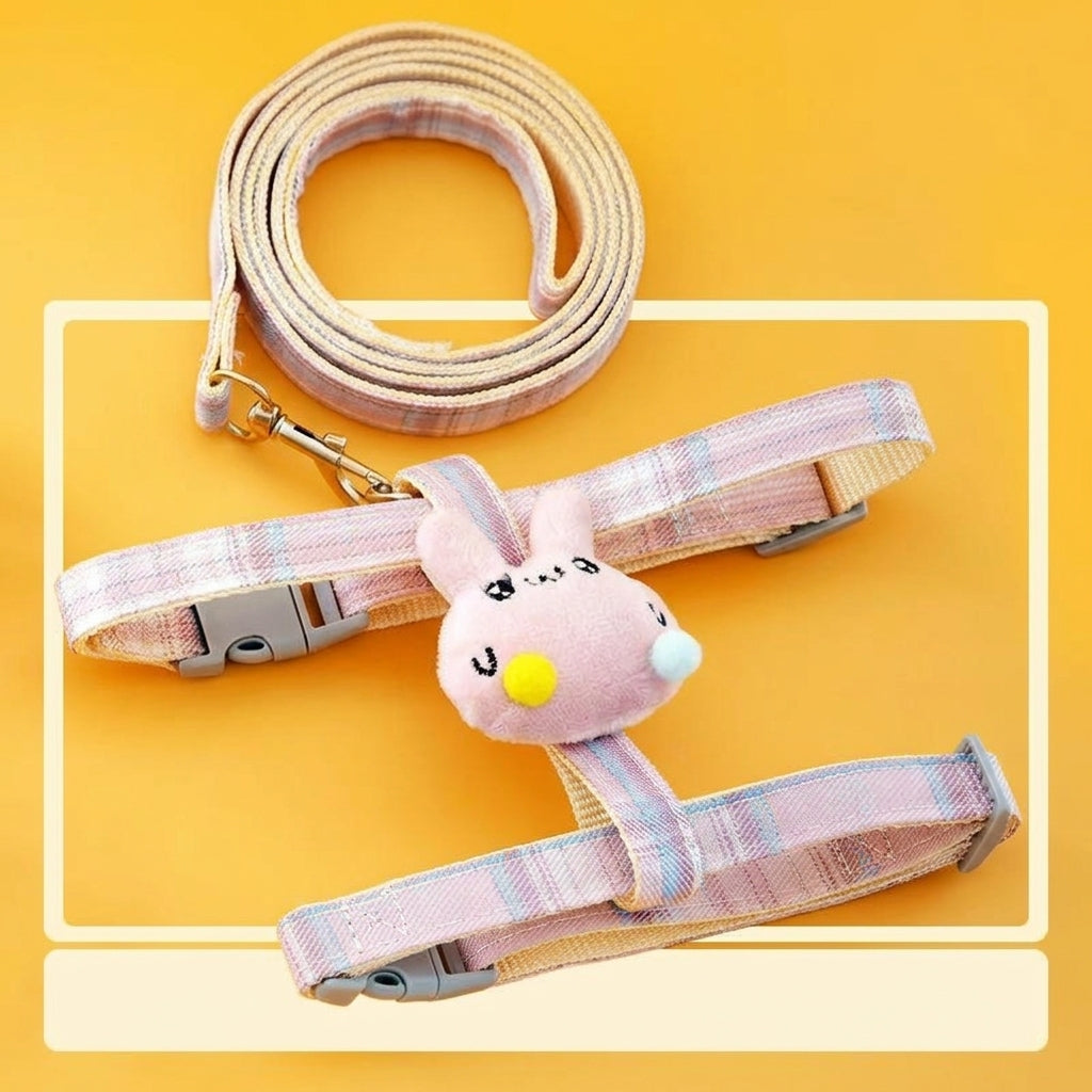 Cat Harness and Leash Set Nylon H-Style Adjustable Cat Walking Harness with 2 Points of Control, Secure Outdoor Pet Training Supplies