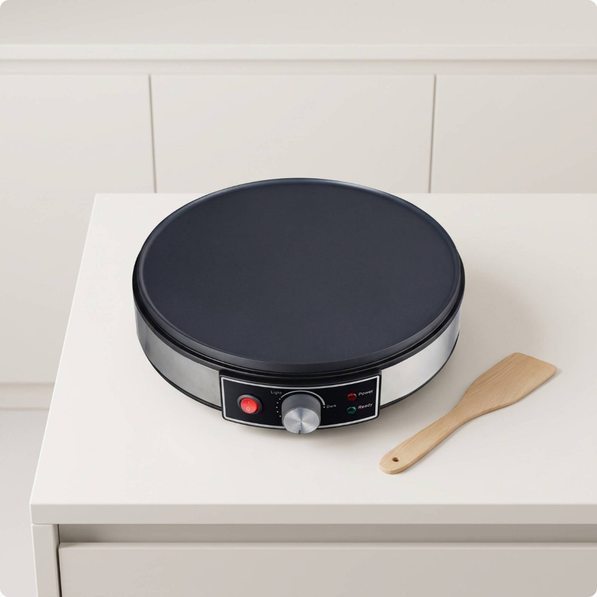 Even Heat Distribution Crepe Maker with Temperature Control Indicator Lights Crepe Maker Non-Stick Electric Griddle Countertop for Kitchen, Dorm Rooms