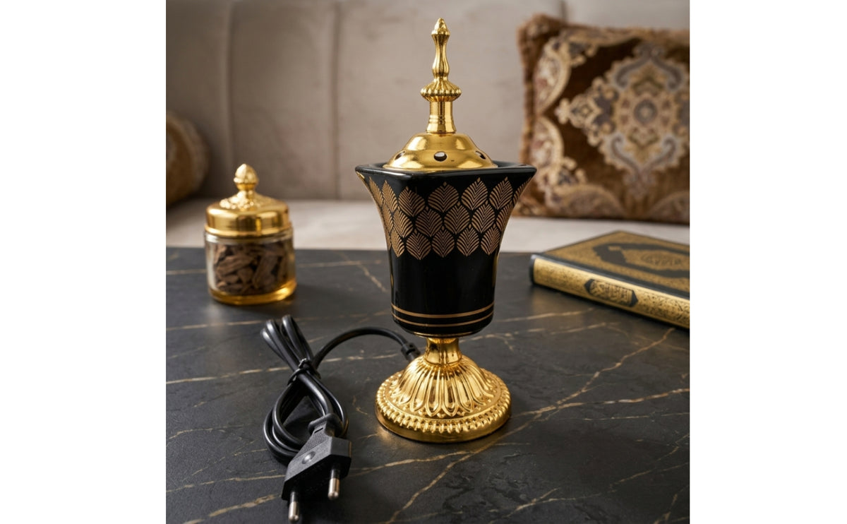 Ceramic Electric Olfactory Warmer Electric-Powered Olfactory Warmer with Lid Decorative for Meditation, Living Room, Prayer