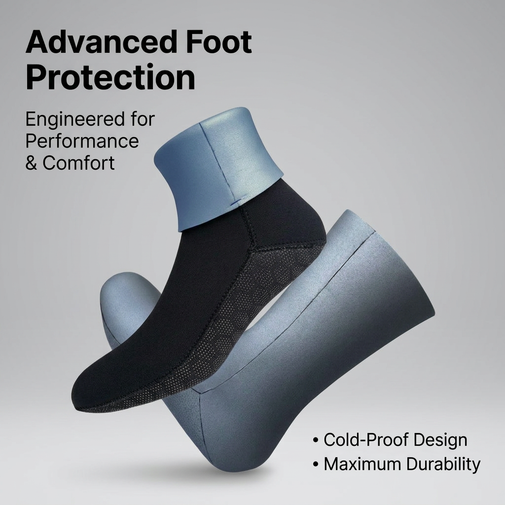 Neoprene Diving Socks for Snorkeling and Surfing, 5mm Wetsuit Socks for Warmth and Quick Water Sports Gear, HB292