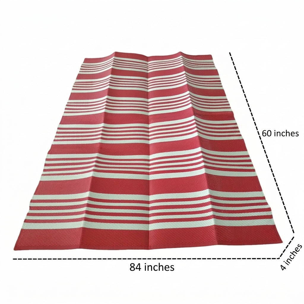 Picnic Blanket and Camping Mat for Outdoor Use, Waterproof Mat with Striped Polypropylene Design, Extra Large Beach Blanket