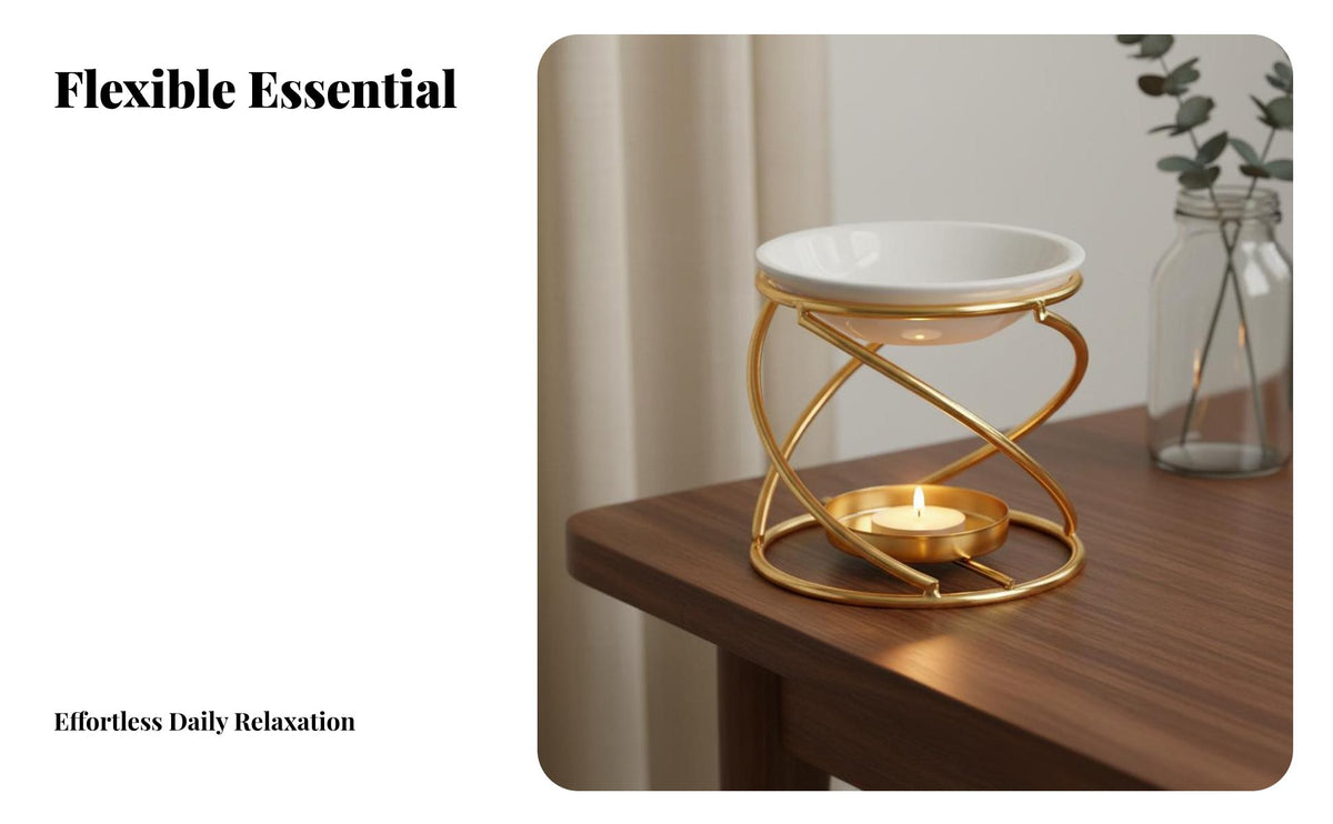 Spiral Metal Aroma Lamp Non-Electric Tealight Scented Melt Warmer Decorative Ornament Tealight Oil Burner for Bedroom, Living Room, Meditation Studio