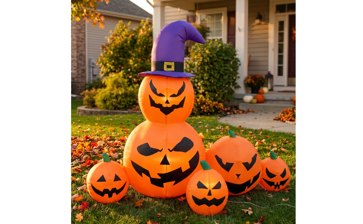 Pre-and Inflatable Jack-O'-Lantern Glowing Inflatable Pumpkin Outdoor Pumpkin Decoration Tall for Yard
