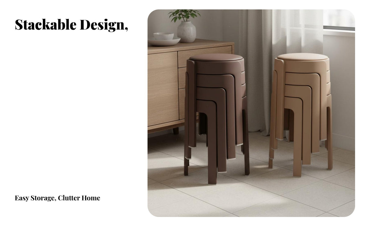 Stackable Stool Space-Saving Padded Dining Stool Sturdy and Backless Dining Chair for Families, Homeowners, Living Room, Kitchen, Home