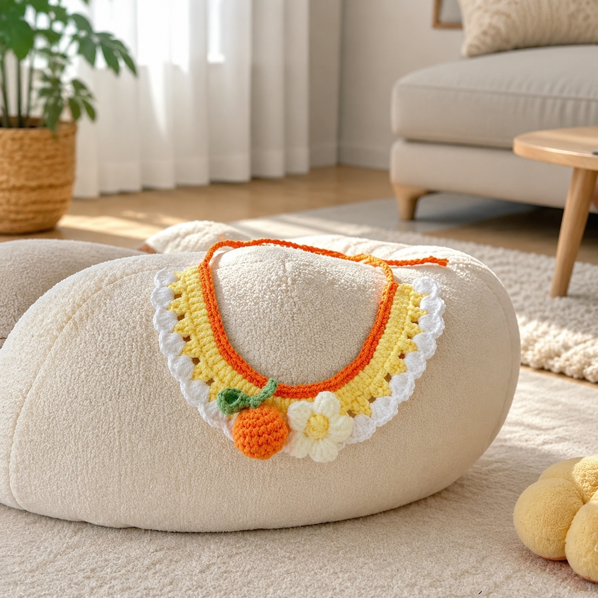 Cat Collar, Pet Collar, Knit, Cute Fruit Design, Adjustable 25-28cm