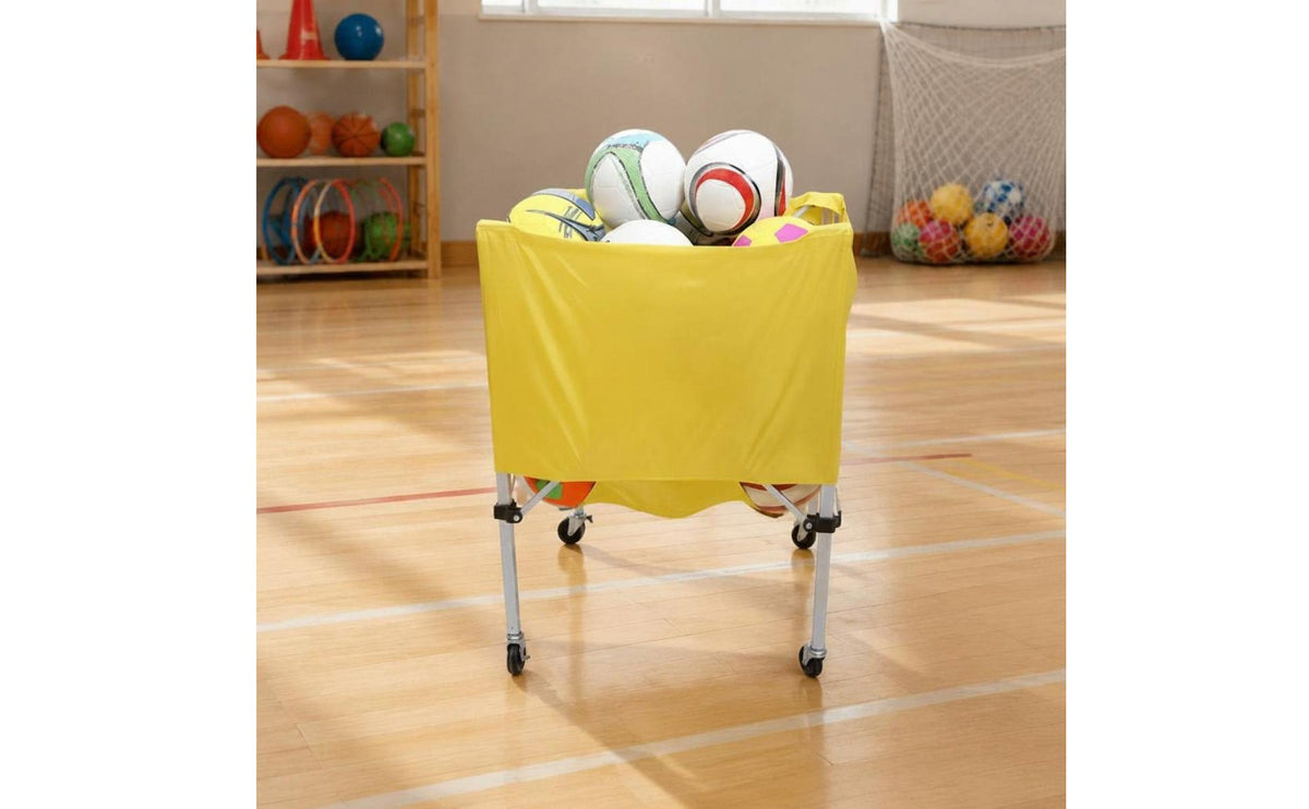 Foldable Ball Cart Space Saving Folding Ball Cart Large Capacity for Teachers, Coaches, Kindergarten, Outdoor, School