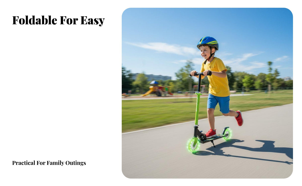 Illuminated Folding Illuminated Rollers Foldable 2-Wheel Motion-Activated Lights Push-Along Toy for Children 3-12, for Children, Playground