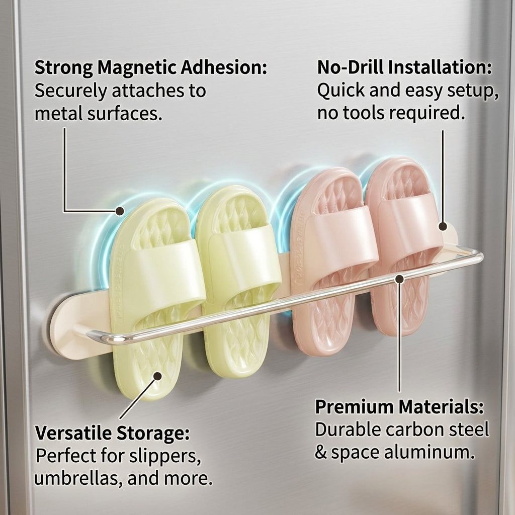 Refrigerator Side Storage Rack, Wall Shelf Kitchen Organizer for Fridge, No Drill Installation Hooks for Homeowners, Modern Metal Holder 6