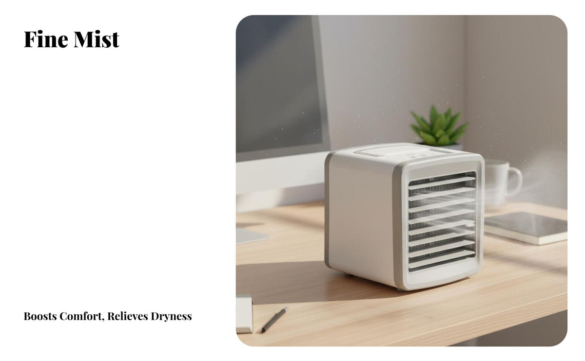 Portable Air Conditioner Fan Humidifying Small Fog Air Chiller Multi-Adjustable Settings Desktop Cooling Fan for Dorm Room, Office, Bedroom
