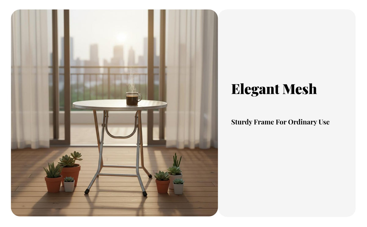 Foldable Design Round Folding Dining Table Space-Saving Round Folding Dining Stand sturdyDuty Portable Furniture Easy to Clean Surface for Apartment Dwellers, Small Business Owners, Outdoor, Balcony, Restaurant, Barbecue