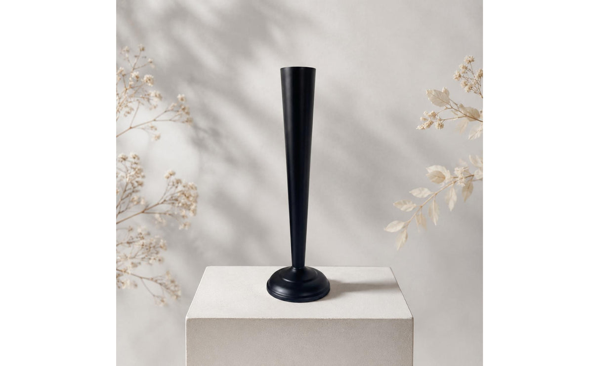 Black Metal Vase Minimalist Design Black Tall Vase up to Date Style Home Decor for Hotel, Showroom, Flower Shop