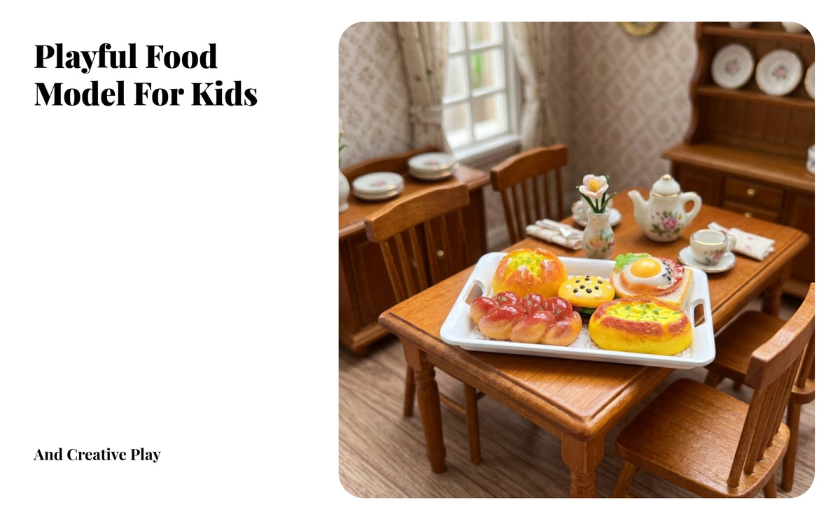 1/6 Scale Dollhouse Food Model Realistic Dessert and Bread Miniature Tray