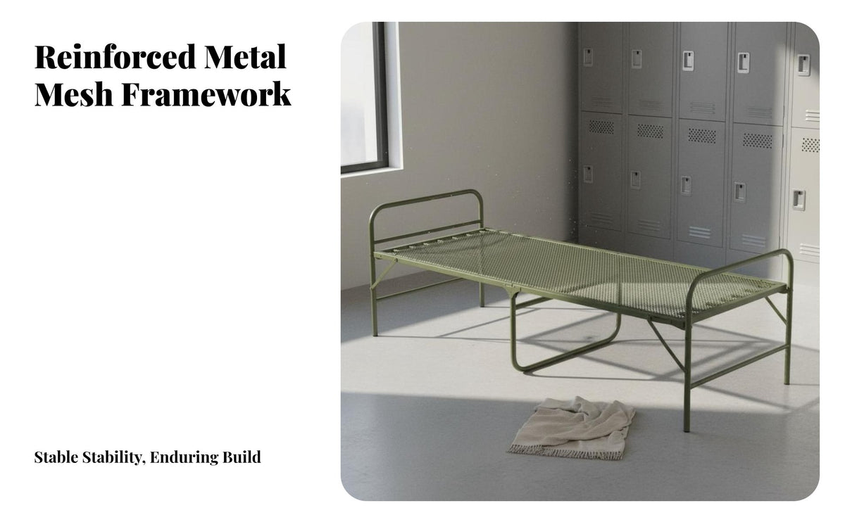 Foldable Design Folding Metal Cot Space-Saving Portable Bed Heavy-Duty Frame Bedroom Furniture Easy Assembly for Guests, Students, Office Workers, Dorm Room, Small Apartment, Home