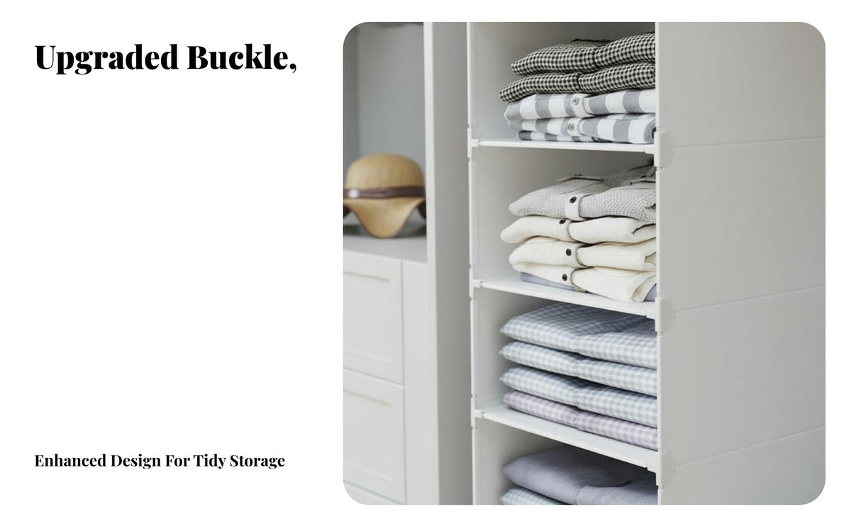 Space-Saving Stackable Sliding Basket adaptable Wardrobe Shelf Multi-Functional Closet Organizer Easy to Assemble for Families, Homeowners, Students, Bedroom, Dorm Room