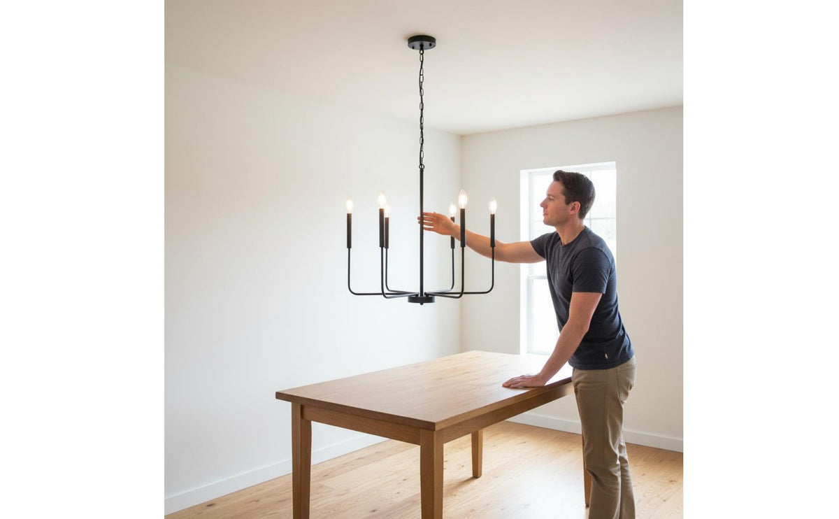 Iron Branch Chandelier Farmhouse Contemporary Taper Chandelier Metal Frame Indoor Lighting for Dining Room