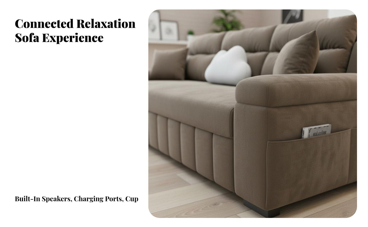Multifunctional Sofa Bed Multi-Functional Design Textile Folding Sofa Space Saving Pull out Couch Bed for Homeowners, Young Adults, Home Office