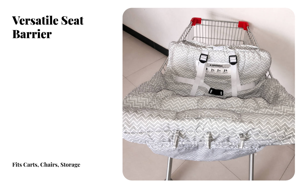 Easy to Fold Shopping Cart Seat Cushion Comfortable Shopping Cart Cover with Cell Phone Holder Soft Padded for Babies, Toddlers