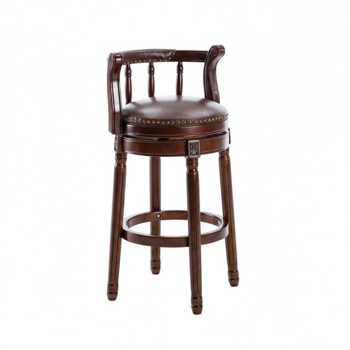 timeless design rotating Stool with Backrest Vintage Design Counter Chair Padded Seat Indoor Seating Built-in Footrest for Bar Owners, Homeowners, Adults, Restaurant, Cafe, Kitchen Island, Dining Room